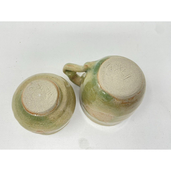 Coffee Mug Pottery Set Hand Thrown Signed 8oz - Picture 4 of 4